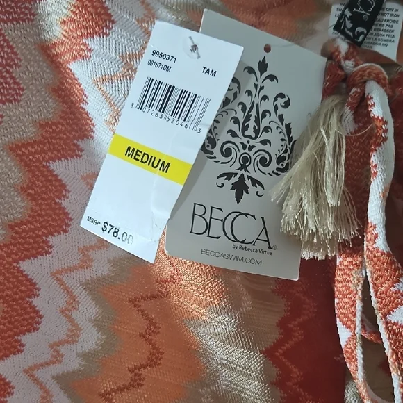 BECCA Orange and Cream Zigzag Pattern Pants - Picture 2 of 3